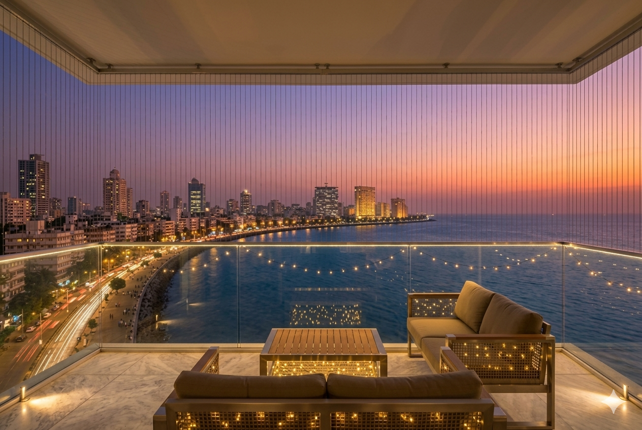 Modern balcony with view
