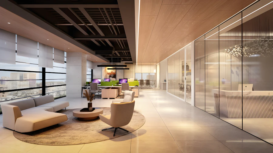 Tempered glass partition in an office