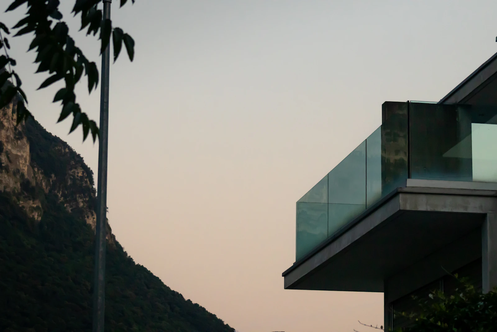 Modern apartment balcony with sliding door
