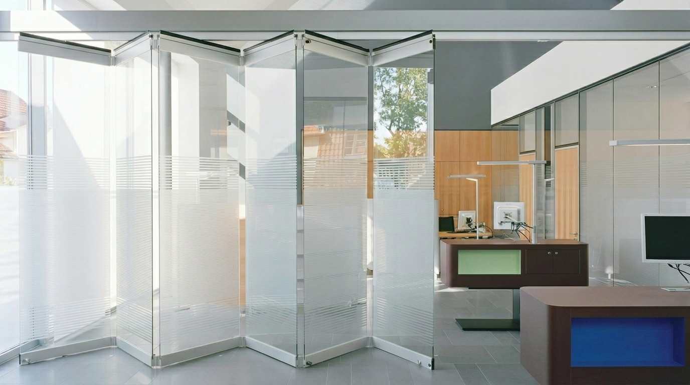 Indoor lounge with glass doors to pool deck