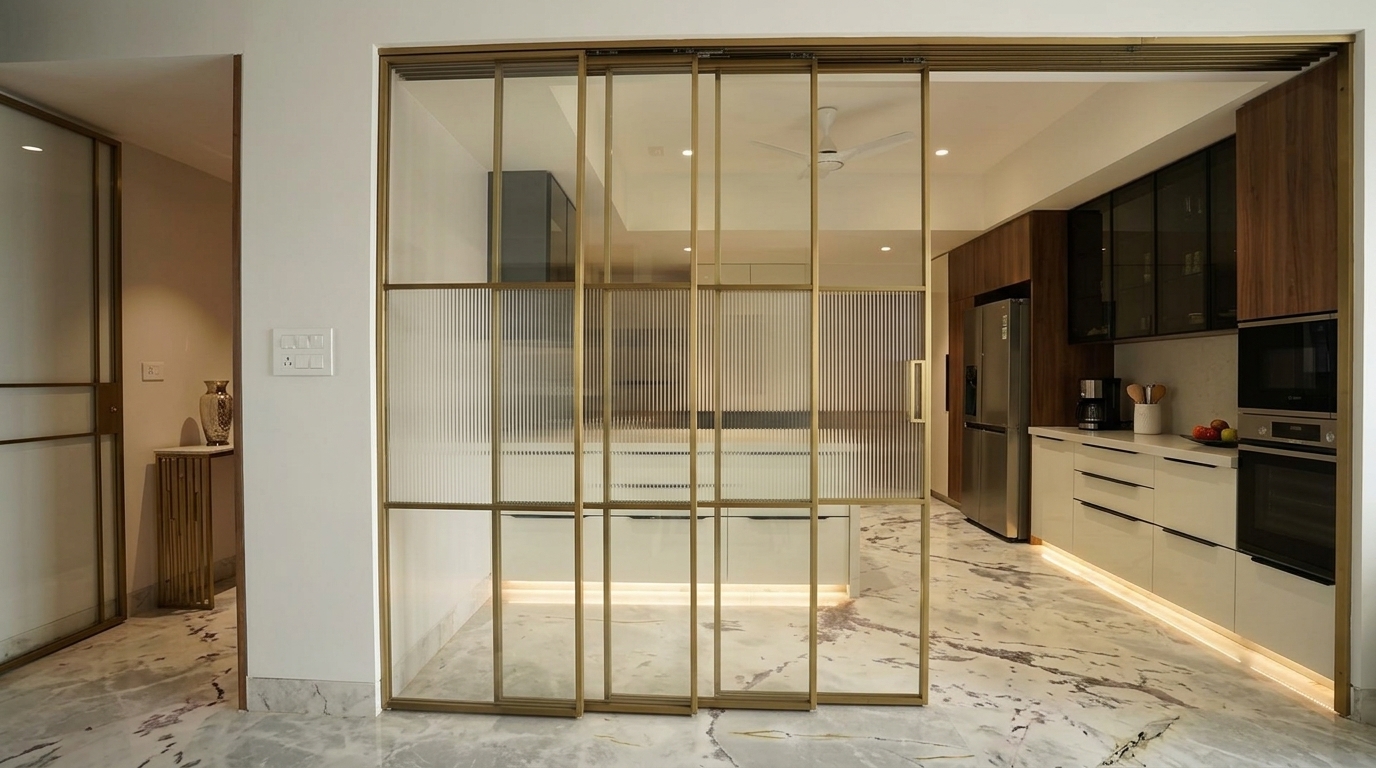 Wide sliding shutter opening to a Mumbai balcony