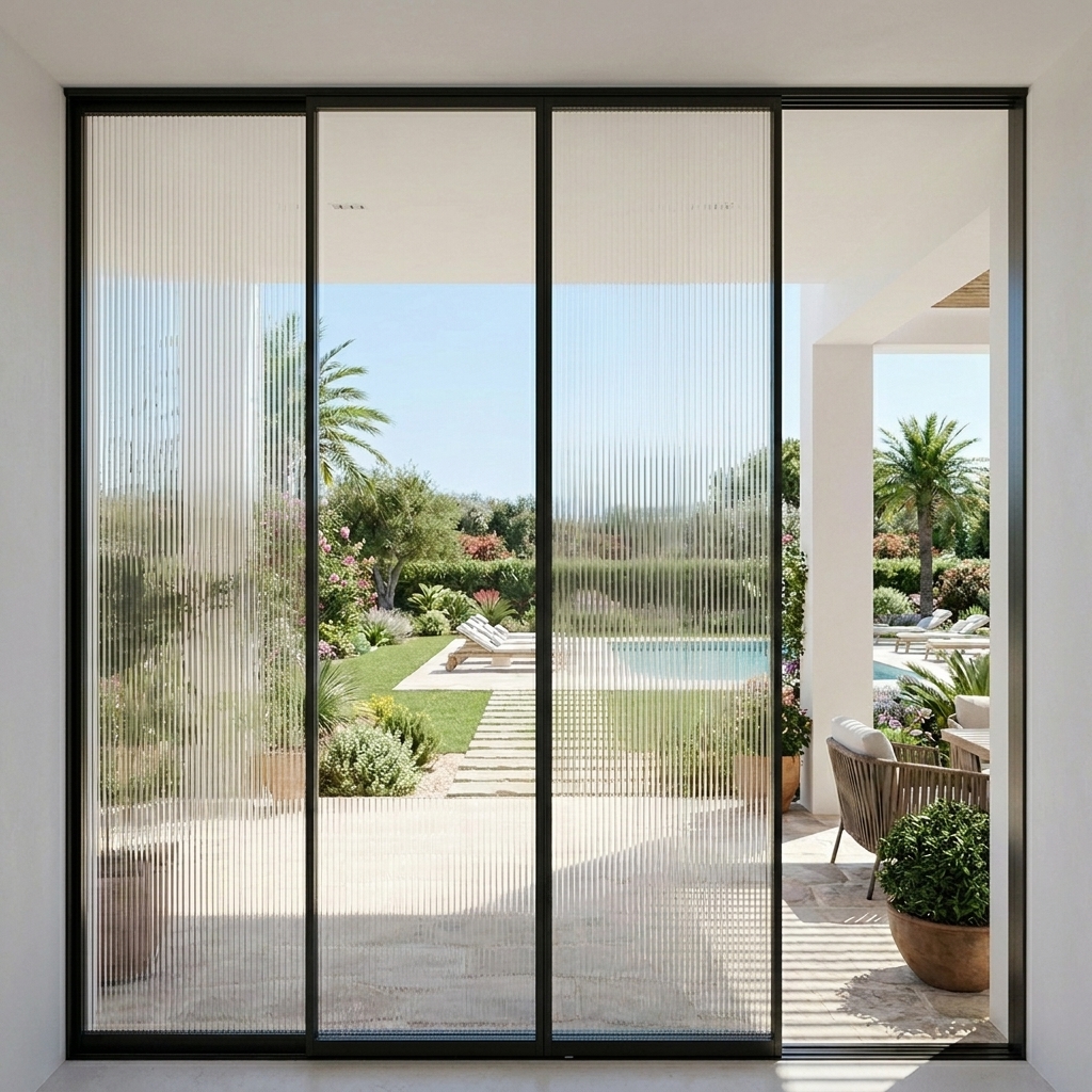 Sliding shutter detail with stacked panels