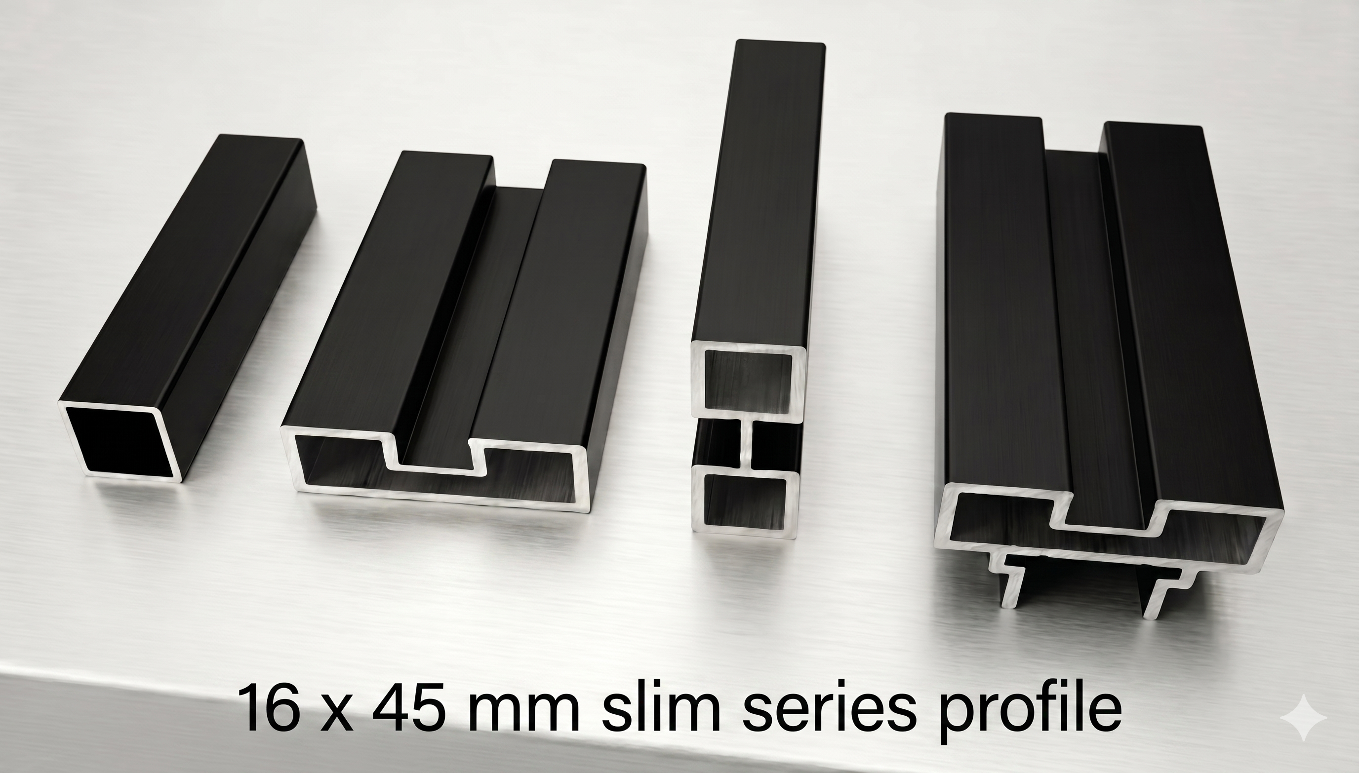 Slim aluminium frame profile detail