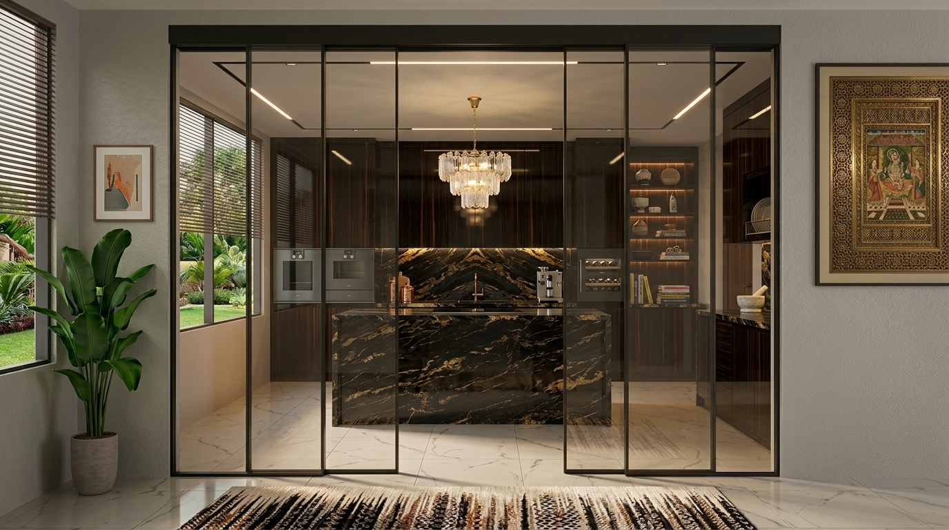 Living room with sliding door to a balcony