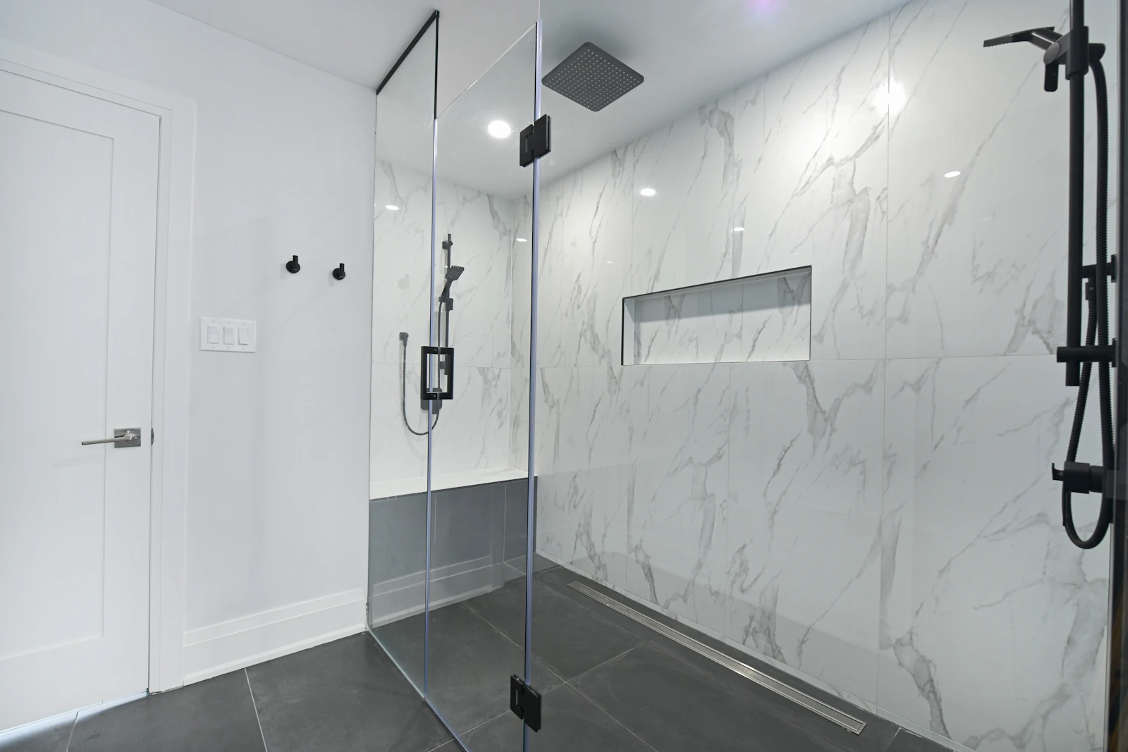 Master bathroom with frameless walk-in shower